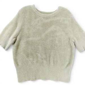 Bailey 44 Fuzzy Knit Sweater Womens XL Sage Green Short Sleeve Soft Pullover